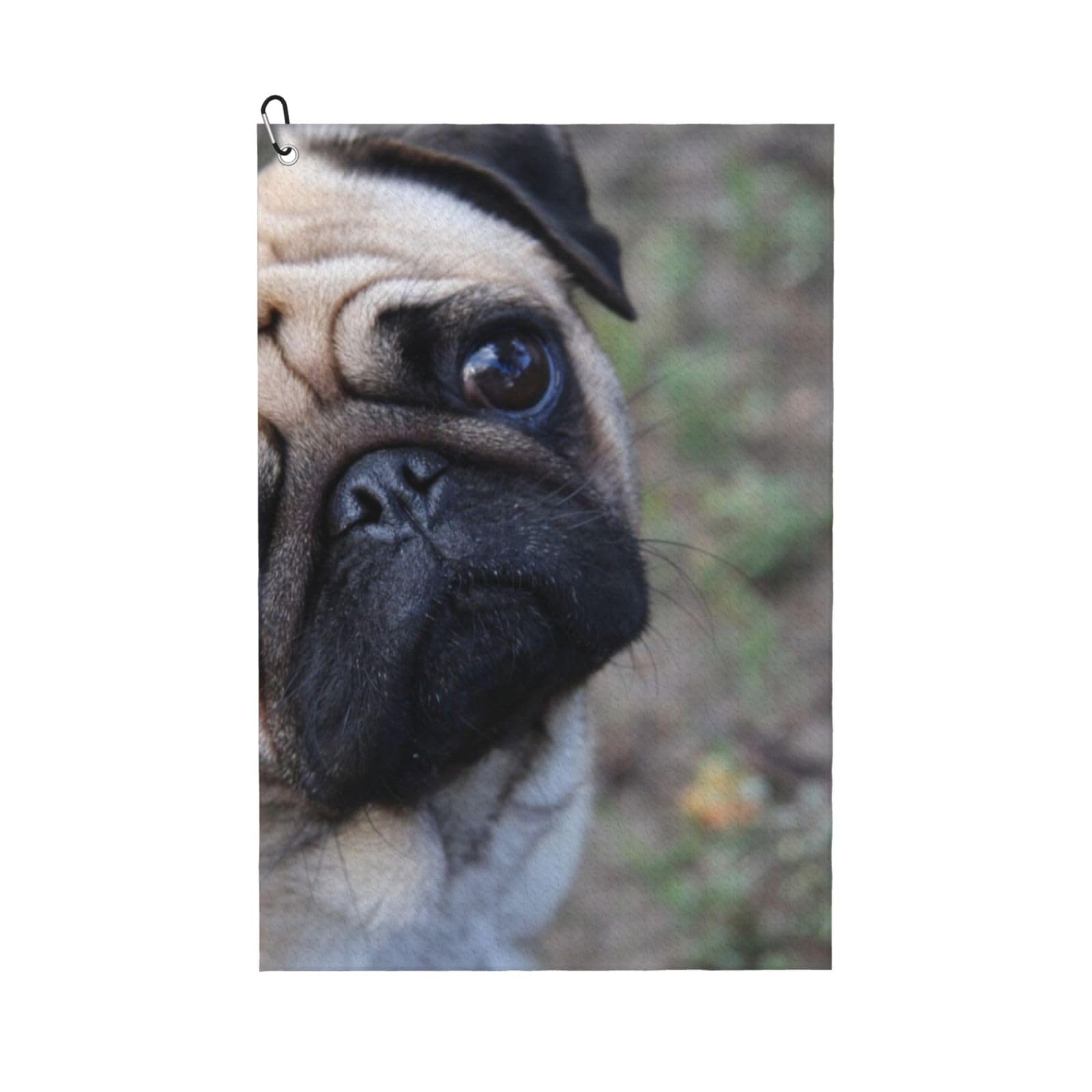 Hnnkloy Pug Dog Printed, 16x24 in Portable Waffle Golf Towels with Carabiner Clip for Golf Bag
