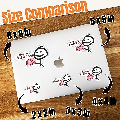 Image of 3 Pcs Funny Hey You Dropped This Brain Sticker Pack - Meme Humor Vinyl Waterproof Decal, Cute Positive Sarcastic Stick Figure Laptop Water Bottle Car Gift for Smart Friends