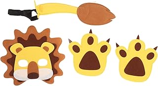 Conjunto de fantasia de feltro de leão, fantasia de leão vívida para adultos e crianças com cauda de pata de leão para fantasias de festa de Halloween, fantasias de projeto DIY