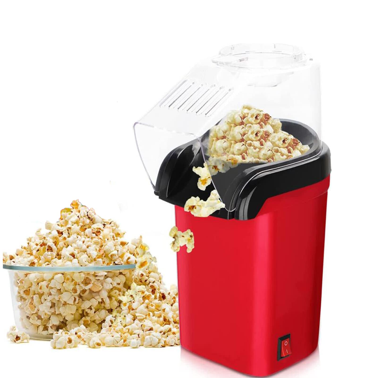 Generic Popcornowa maszyna do popcornu, mała maszyna do popcornu, 1200 W z wyjmowaną pokrywką i kubkiem pomiarowym, beztłuszczowy i zdrowy, na wieczory filmowe w maju