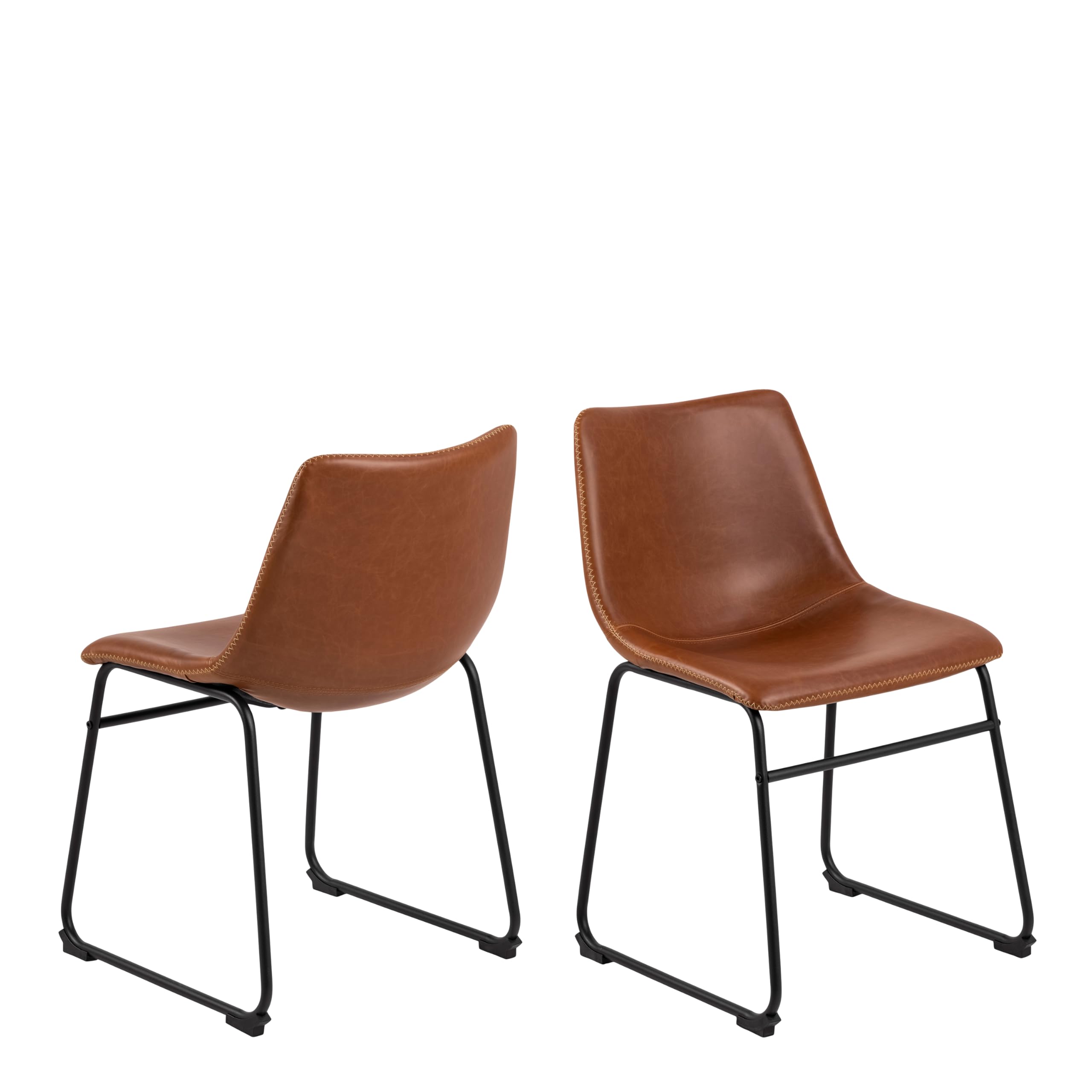 Furniture To Go, Brown, Dining Chair with Cream Stitching