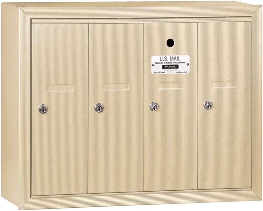 Salsbury Industries 3504ASU Surface Mounted Vertical Mailbox with 4 Doors and USPS Access, Aluminum