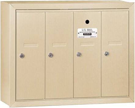 Salsbury Industries 3504SSU Surface Mounted Vertical Mailbox with USPS Access and 4 Doors, Sandstone