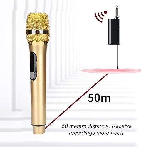 Miniatura 6 de Micrófono de karaoke de mano, sistema de micrófono con receptor recargable, micrófono dinámico portátil con pantalla LED, para cantar, discurso de
