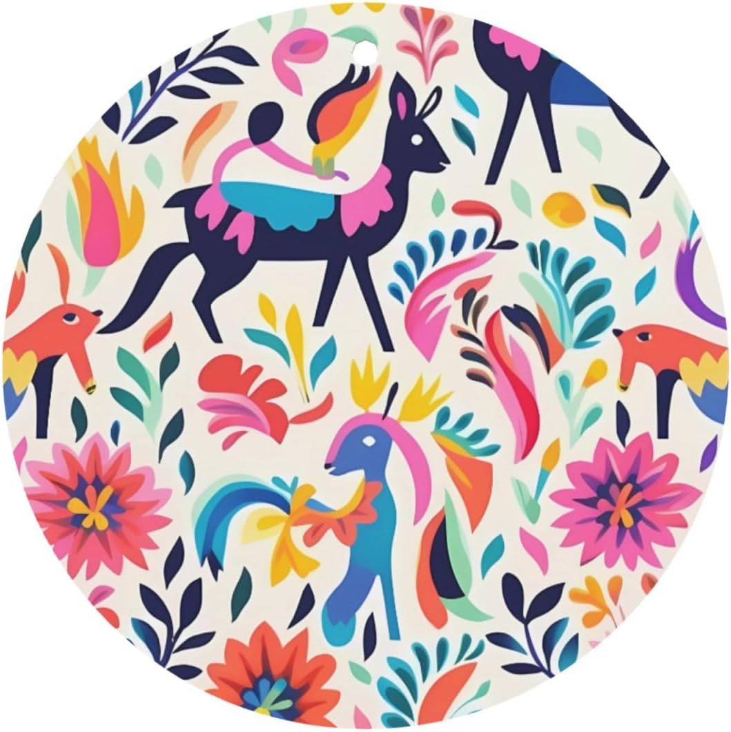 Car Air Freshener 24 PCS Mexican Otomi Animals Hanging Car Air Fresheners Auto Interior Decor Card Freshener Strong Scented Card Lavender Cars Scents for Office Bedroom Close Drawer Round Shape