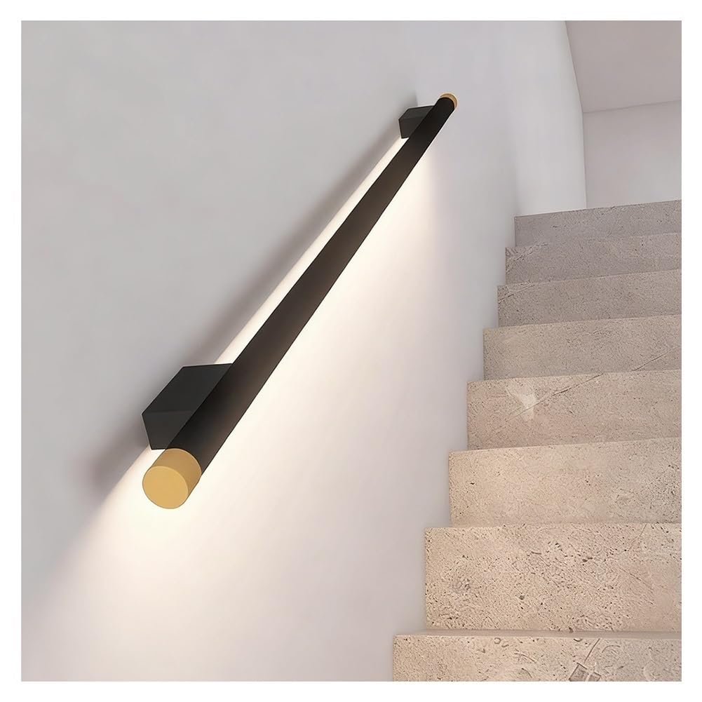 exproyzk LED Lighted Staircase Handrail (Human Body Sensing), Wall-Mounted Indoor Stair Handrails, for Indoor Stairs Porch Entrance(Black,250cm/8.2ft)
