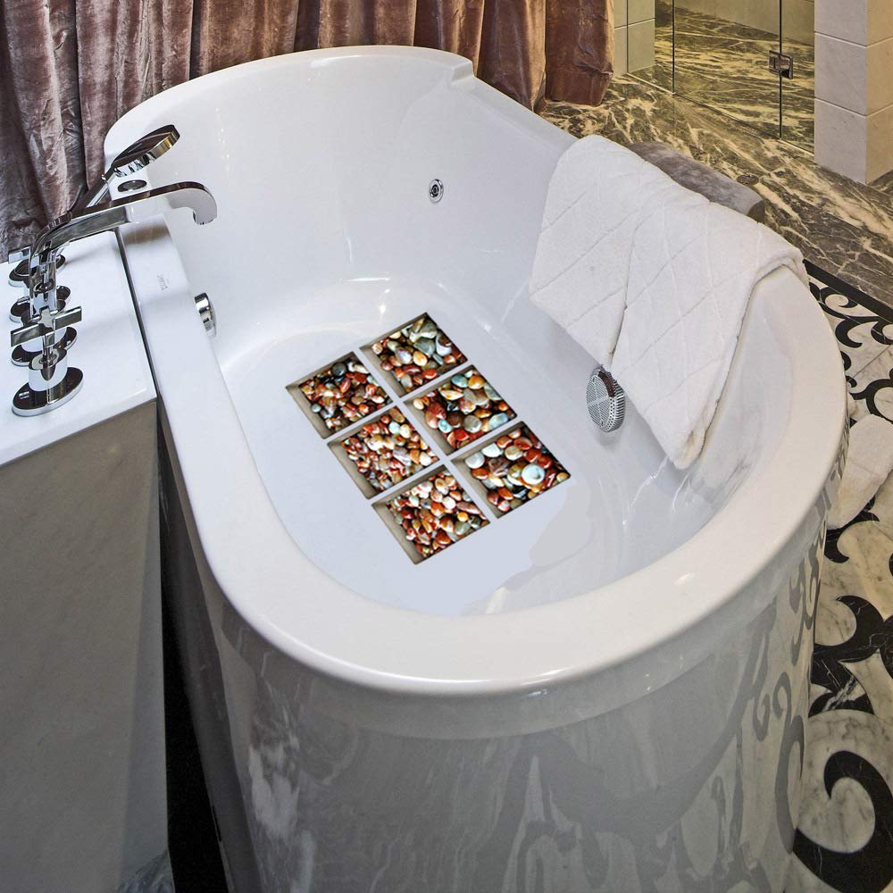 AILEGOU 3D Non-Slip Bathtub Stickers, Children's Animal Shower Stickers, Safety Treads Add Non-Slip Traction to Tubs Showers Pools Tables,Total 6 Pieces?Shell-B02?