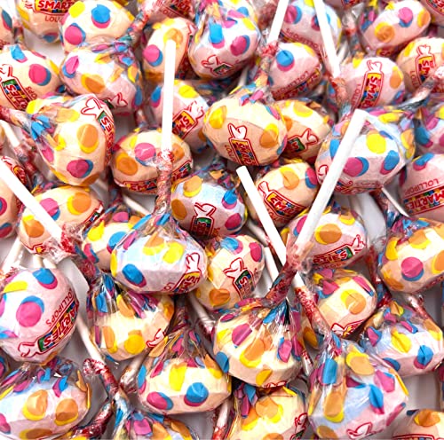 LaetaFood Smarties Double Lollies Lollipops Candy Assorted Fruit Flavored Pops, Gluten-Free (2 Pound Bag)