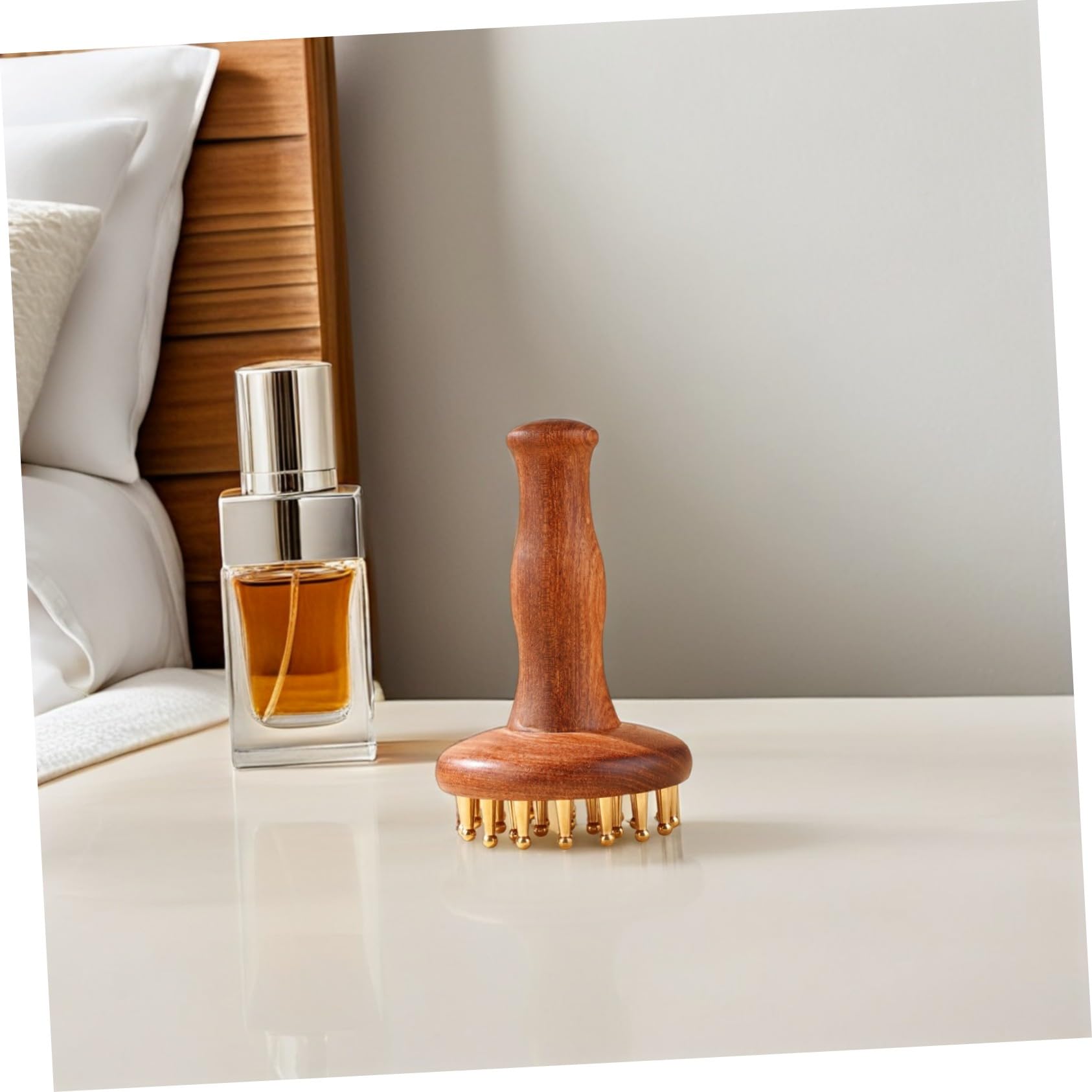 Sandelholz-massagebürste Mit Messingkopf Ergonomischer Ganzkörper-massagestab Für Gua Sha-körperpflege Rücken- Bauch- Oberschenkel Armentspannung Tragbar Für Zuhause Und
