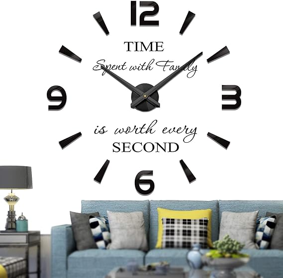 Vangold Large Wall Clock DIY 3D Frameless Wall Clocks Wall Decorations
