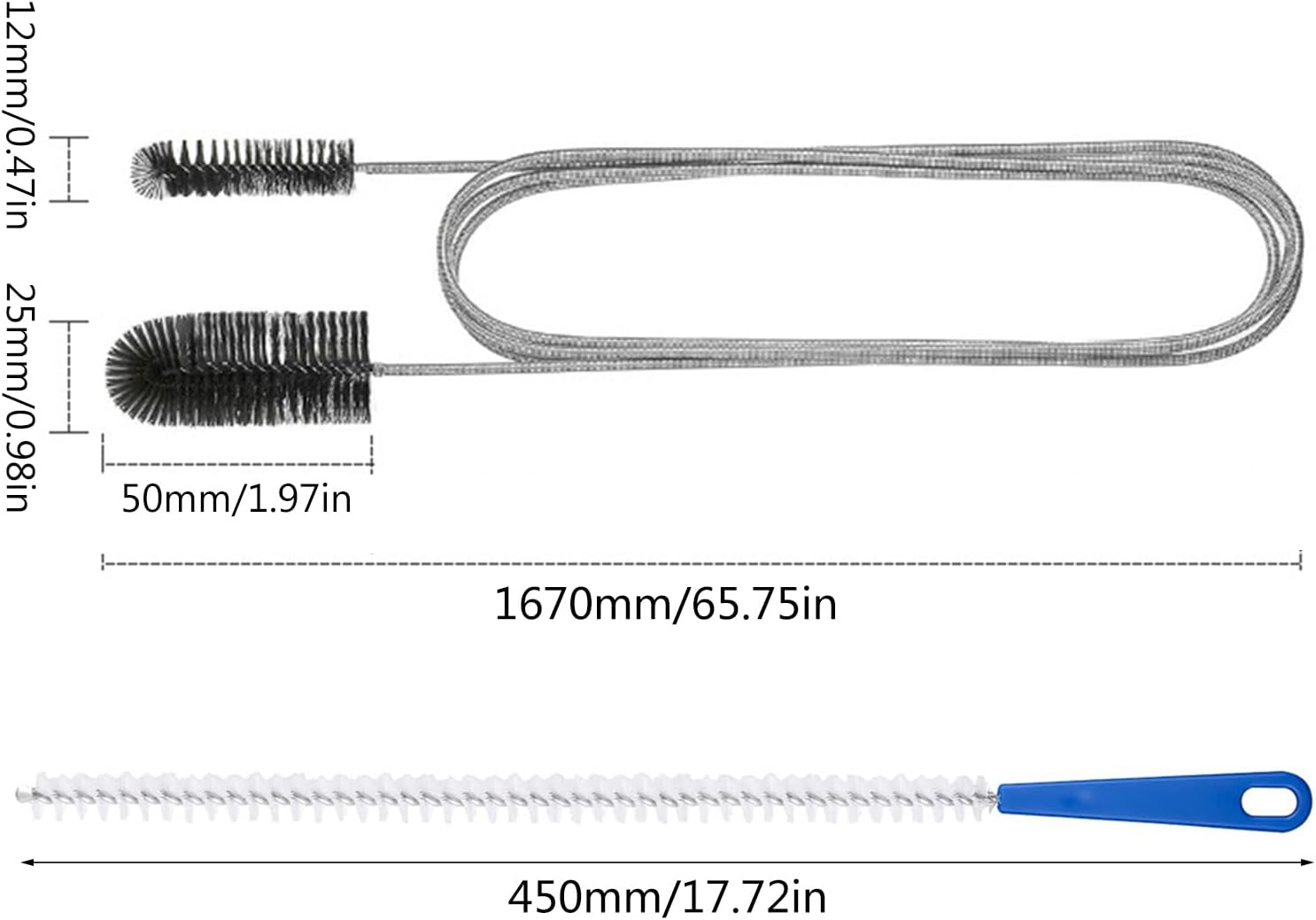 61inch Double Ended Nylon Pipe Cleaner Brush SpiralHair Clog Remover in Sinks Kitchen Sinks Bathroom Drains Cleaner