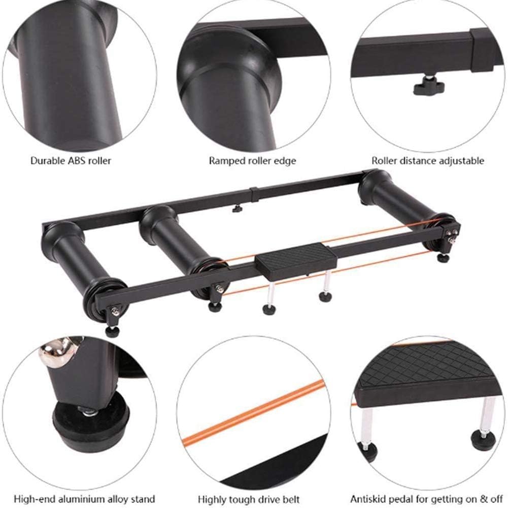 Retractable Bicycle Rollers Bike Trainer Stand Adjustable with Pedal Indoor Fitness Bike Training Roller for Travel Exercise Fitness, Black