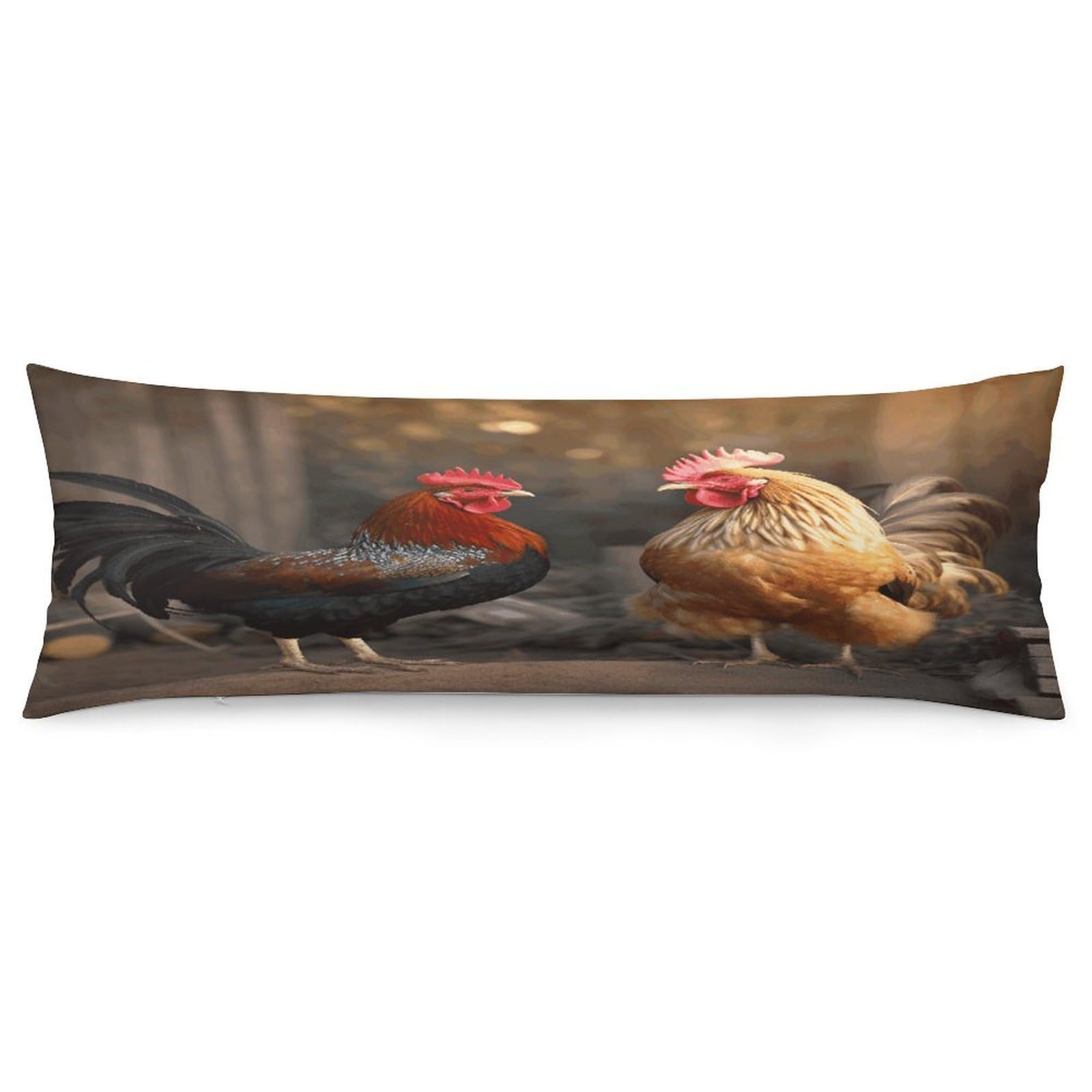Rooster and Chicken Throw Pillow Cover Soft Lumbar Pillow Covers with Zipper Breathable Rectangular Cushion Case Polyester Pillow Case Decorative Body Pillow Cover for Couch Bed