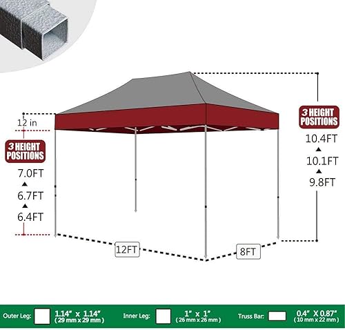Miniatura 4 de Eurmax Toldo plegable para tienda de campaña de 10 x 10 pies, montura instantánea, uso comercial, con resistente bolsa con ruedas