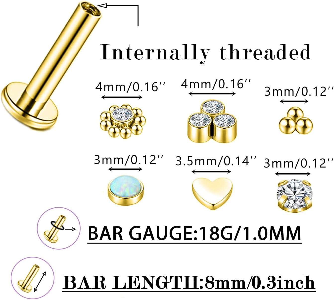 16G Monroe Lip Piercing Jewelry Labret Studs Tragus Hoop Earrings Nose Piercing Flat Back Helix Earring