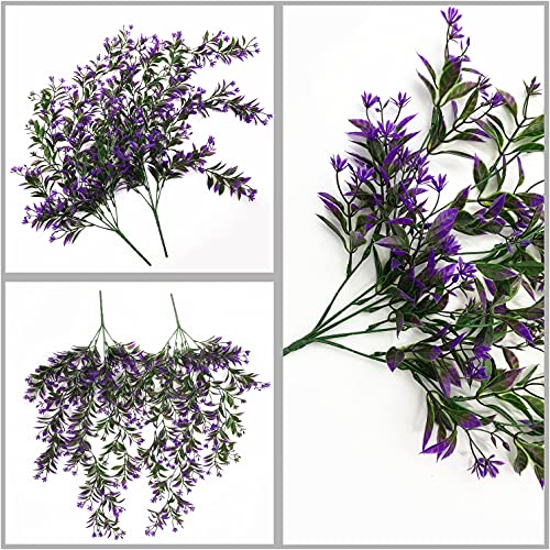 Artificial Flowers Vine, For Christmas Plastic Hanging Ivy Plants Fake Vines Grass Garland Home Garden Outdoor Window Box Indoor Party Uv Resistant Wedding Diy Wall Decor Decoration - Purple 2 Pack #TOP3