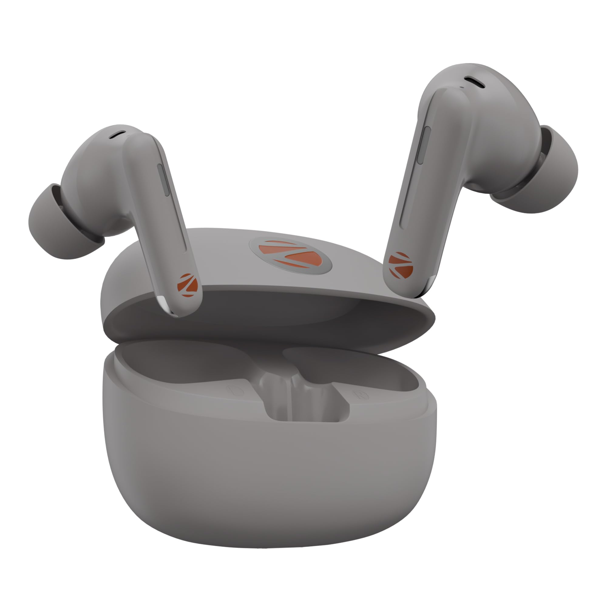 zebronics in-ear wireless earbuds, 50db hybrid anc, upto 27 hrs backup, transparency mode, 13mm neodymium magnet drivers, 3 eq modes, low-latency gaming, quad mic, bt v6.0 (monk pro, grey)