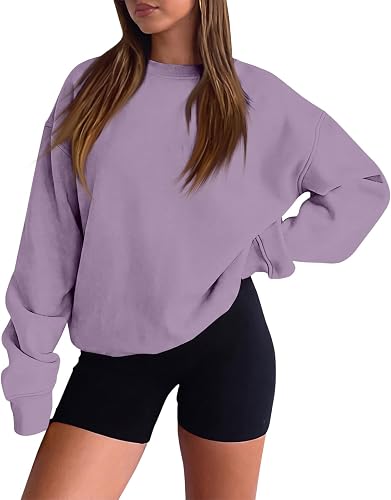 Super Soft Sweat Shirts for Womens 2026 Basic Solid Crewneck
