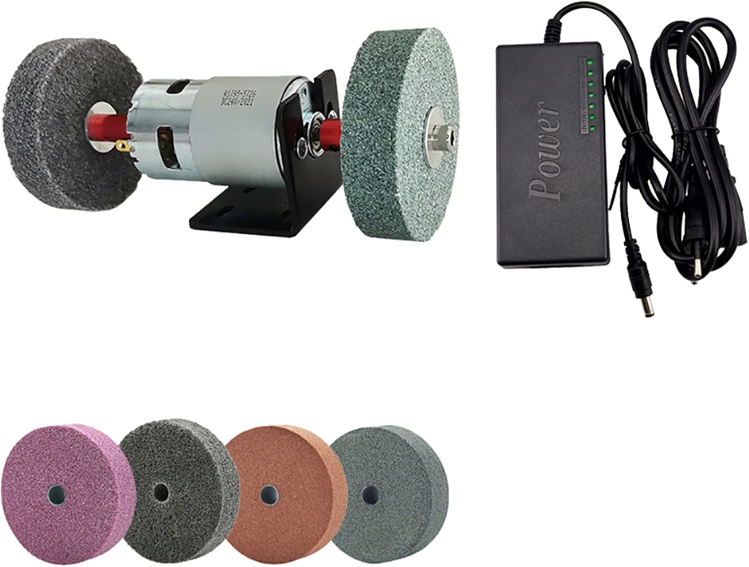 iDili DIY Bench Grinder Two-Axis High Torque 775 Motor Grinding Wheel Micro Sharpening Polishing Machine Knife Sharpener Set