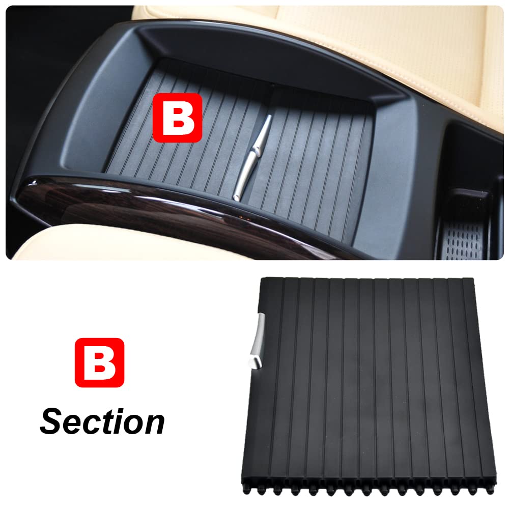Coche Centro de la Consola Portavasos Cubierta Deslizante Roller Persianas Caja de Almacenamiento Cremallera Deslizante Cubierta Compatible con B-MW X5 E70 X6 E71 E72 07-14-B Sección