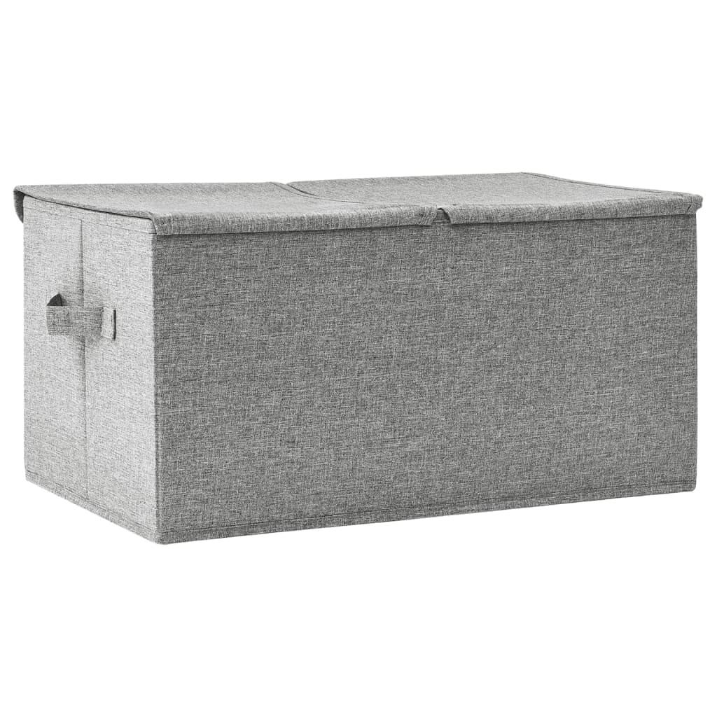 Caja de almacenamiento de tela gris 50 x 30 x 25 cm con 2 compartimentos, plegable, práctico organizador de armario y cajones para almacenamiento y organización