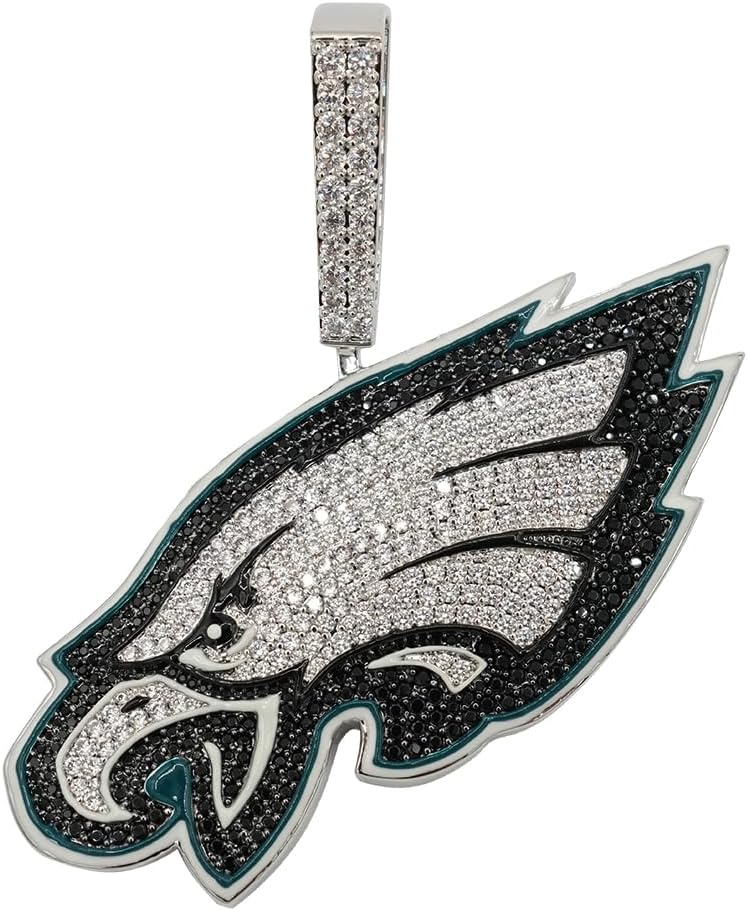 GLD Officially licensed NFL Sports Team Logo Pendant - Gold Plated Iced Out Football Necklace Charm