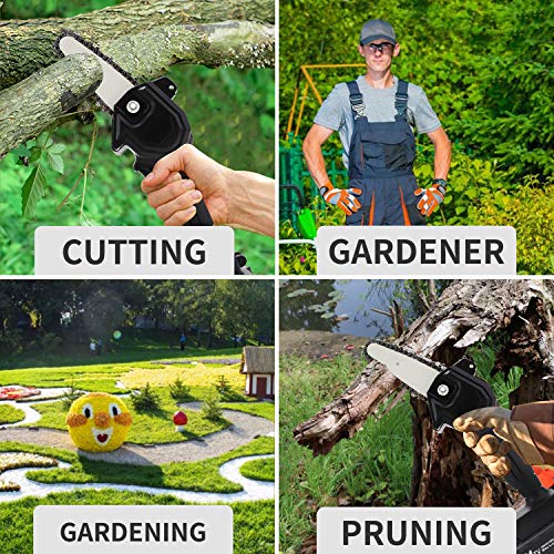 Mini Chainsaw , 4-Inch Cordless Electric Protable Chainsaw One-Hand 0.7kg Lightweight, 24V Portable Handheld Electric Saw, Wood Cutting Pruning Logging for Garden Courtyard Tree and Urban Greening