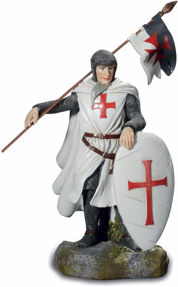 Osiris Trading UK Templar Knight Holding Flag Figurine Statue Ornament Medieval Decoration Gift