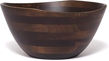 Lipper International Walnut Finish Large Wavy Rim Bowl