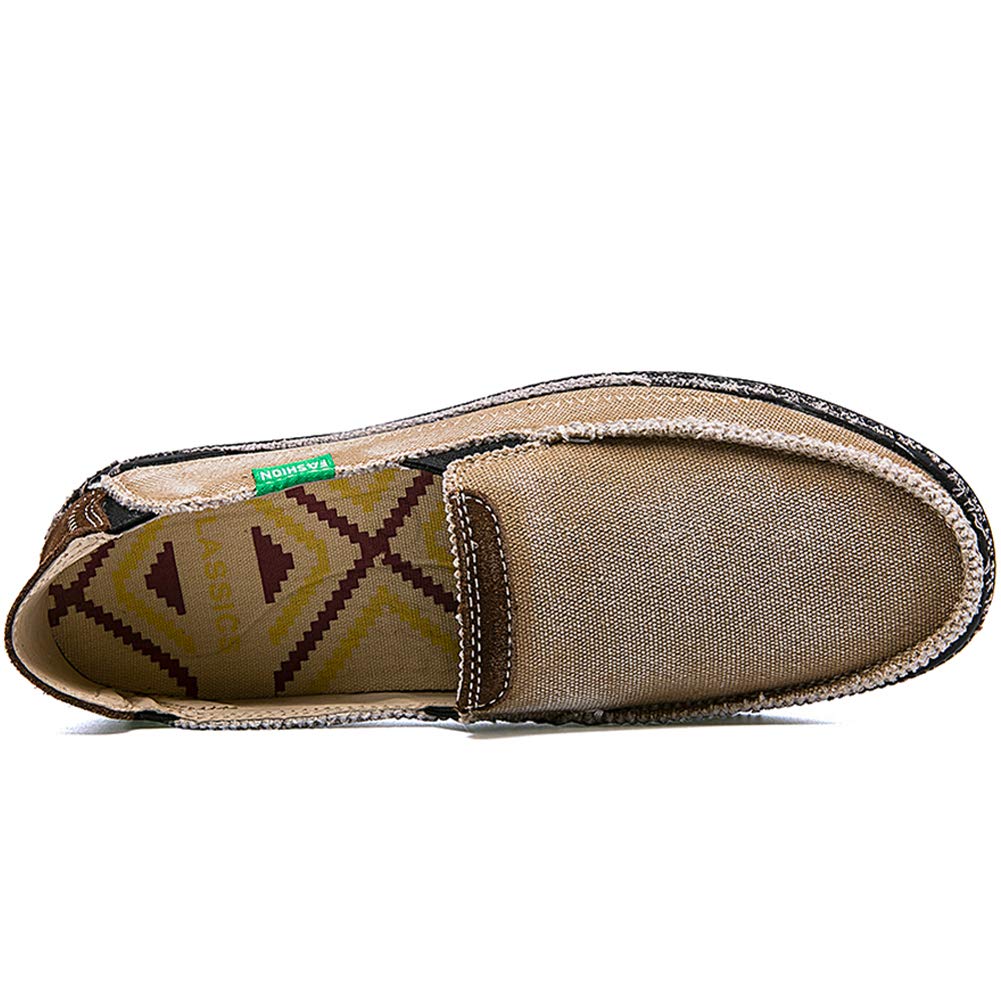 CASMAG Herren Casual Stoffschuhe Canvas Slip on Loafers Freizeit Vintage Flache Bootsschuhe