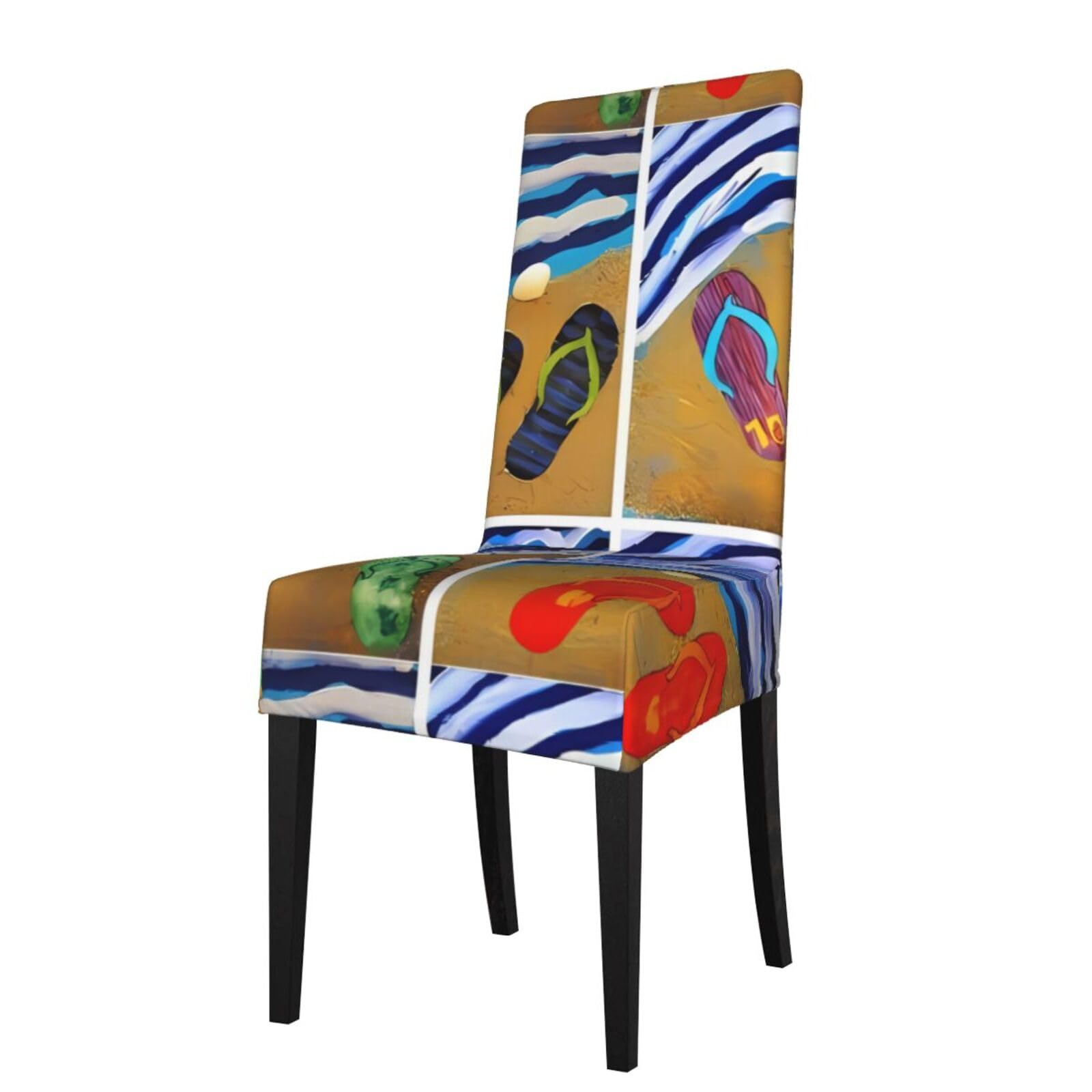 WHJDPP Flip Flops Prints Dining Chair Throw Covers – Stretchy & Wrinkle-Resistant Seat Layers for Home, Hotel, and Event Decor