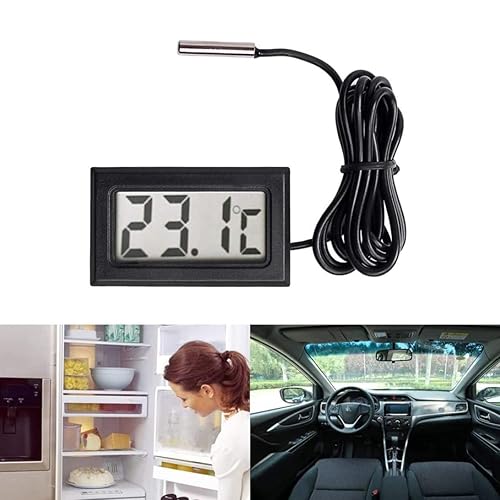 Miniatura 4 de Termómetros electrónicos de la sonda de Digitaces, termómetros de nevera digitales con cable incorporado con las sondas externas sondas de