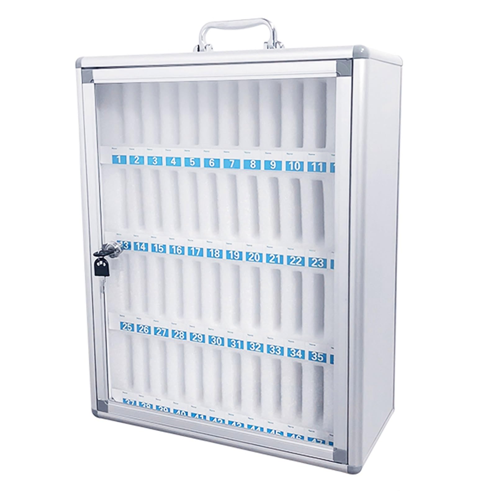 Slot Box,Storage Box,Office Storage,Lock Box Phone,Key Lock,Phones Holder Storage Box,Wall-Mounted (Silver 48Slots)