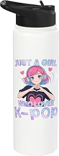 Just A Girl Who Loves K-Pop Cute Anime Kawaii Music Kpop Stainless Steel Insulated Water Bottle