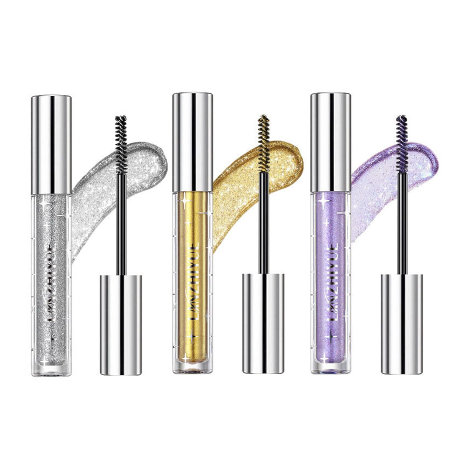 3-teilige Glitzer-Mascara Set – Wasserfeste Diamant-Wimperntusche In Silber, Roségold & Lila