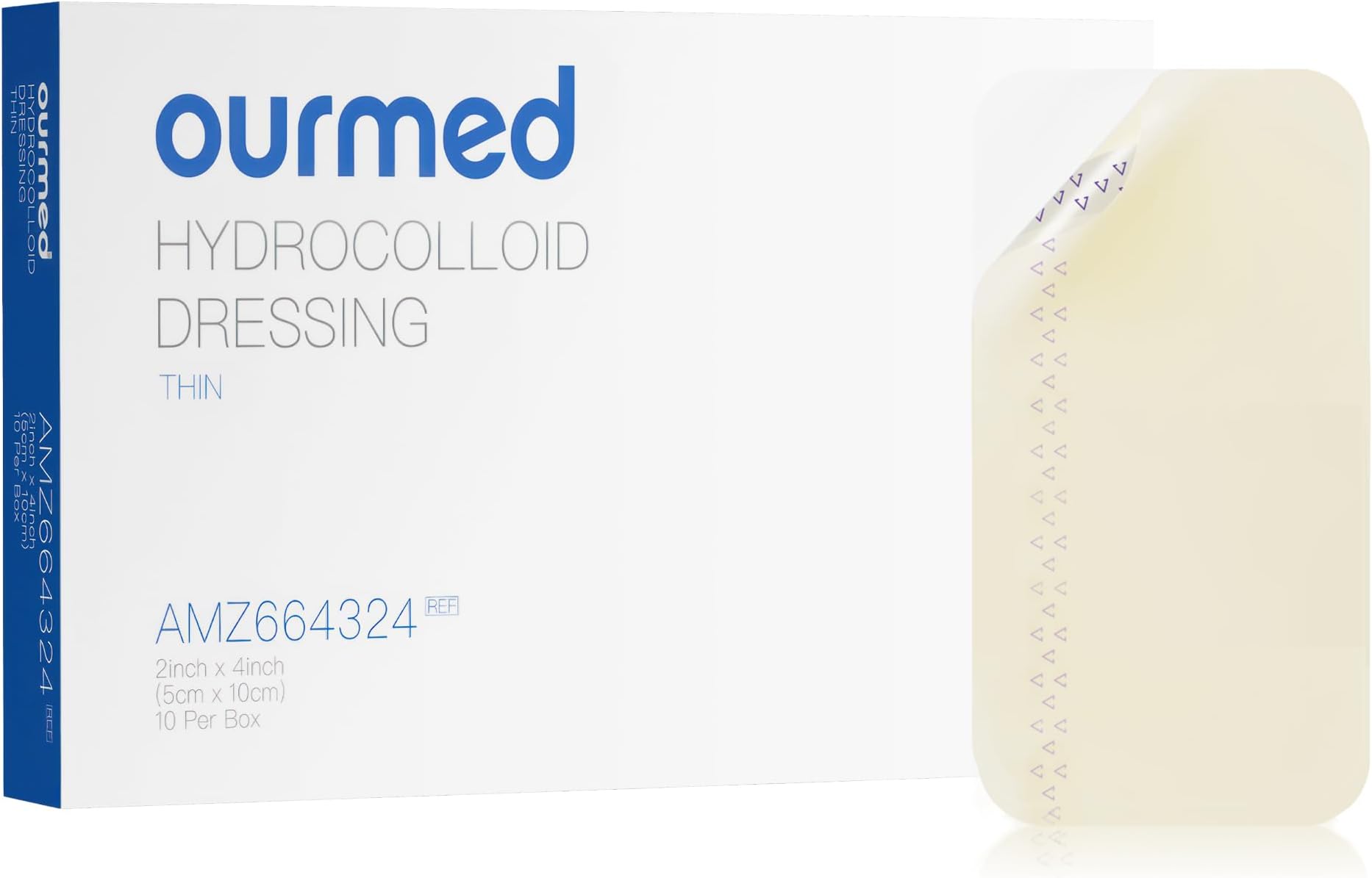 Hydrocolloid Dressing 5cm x 10cm, Extra Thin Waterproof Wound Dressing, Adhesive Bandages for Light Exudate Wound, Blister, Acne, Superficial Wound Care, Faster Healing, 0.3mm, 10 Pack