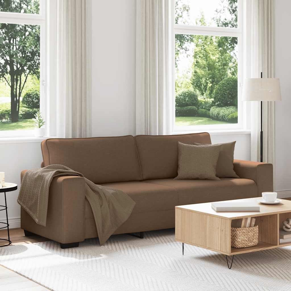Canapé 3 Places Marron en Tissu avec Coffre de Rangement Structure en Bois et métal idéal pour Salon, séjour ou Bureau Dimensions 220x77x82 cm