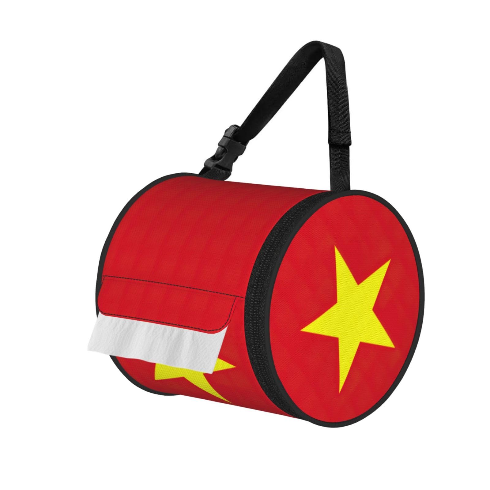 Vietnamese Flag Print Fashion Tissues Organizer Box, Hanging Tissue Holder For Purse Coins For Car Office Daily Outing