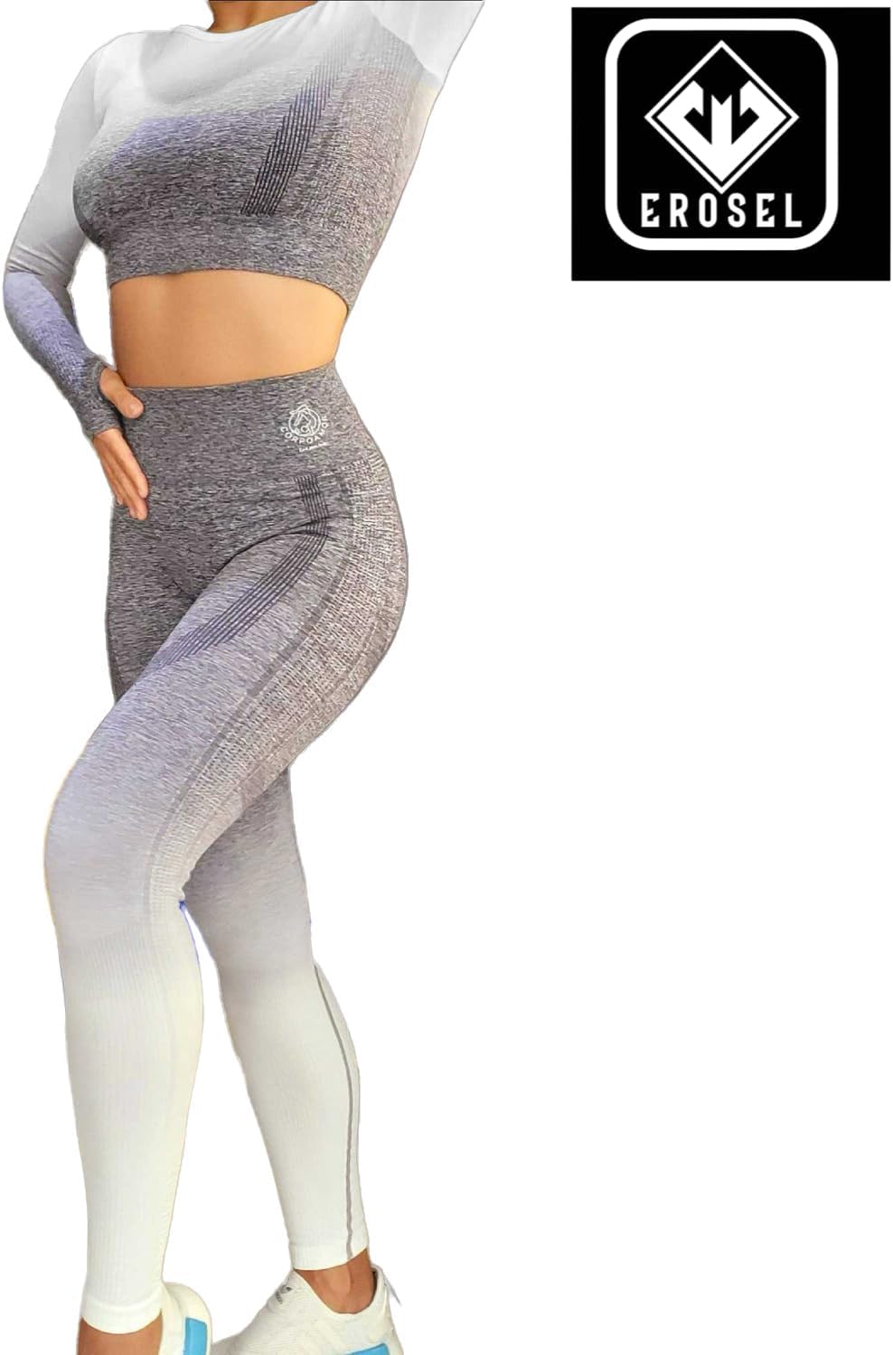 Women's Fitness Clothing Gym Outfit – Ombre 2 Piece Workout Sets for Women Crop Top & High Waisted Legging Set– Womens - Image 4