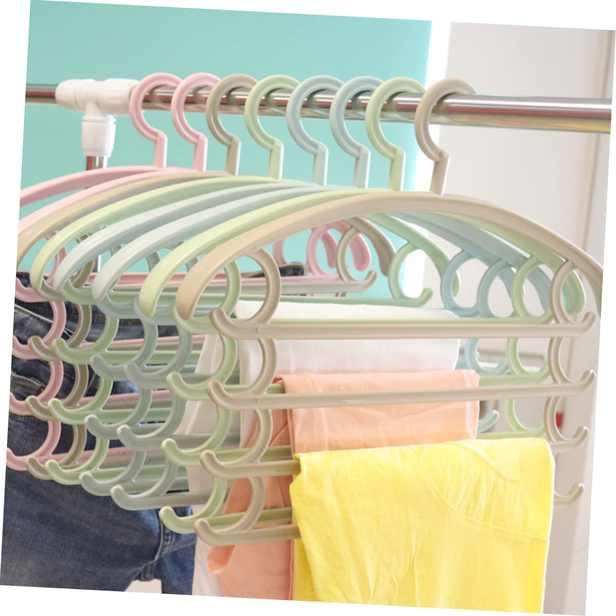 Cabilock 2Pcs Multifunctional Plastic Clothes Hanger Scarf Rack Ergonomic Design Slip Resistant Space Saving Wardrobe Accessories for Drying and Organizing