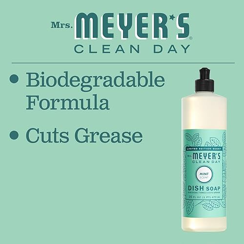 Miniatura 5 de Mrs. Meyer's - Jabón líquido para platos, fórmula biodegradable, edición limitada, menta, 16 onzas líquidas, paquete de 3