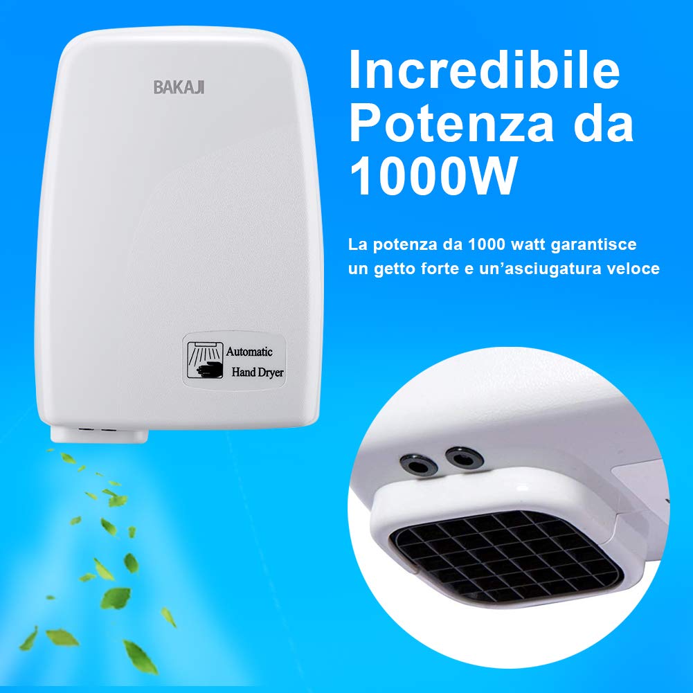 BAKAJI Elektrische Handdoek, Automatisch, Hotel, Handdroger Voor Aan De Muur Badkamer Met Lichtbarriere 2000 Watt 662391089
