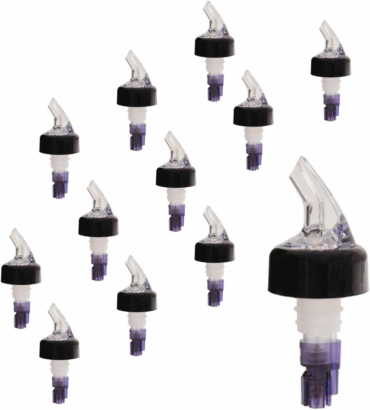 For Measured Alcohol and Liquor Bottle Pourer 1 18 OZ Black Collar, Barware (12 PC)