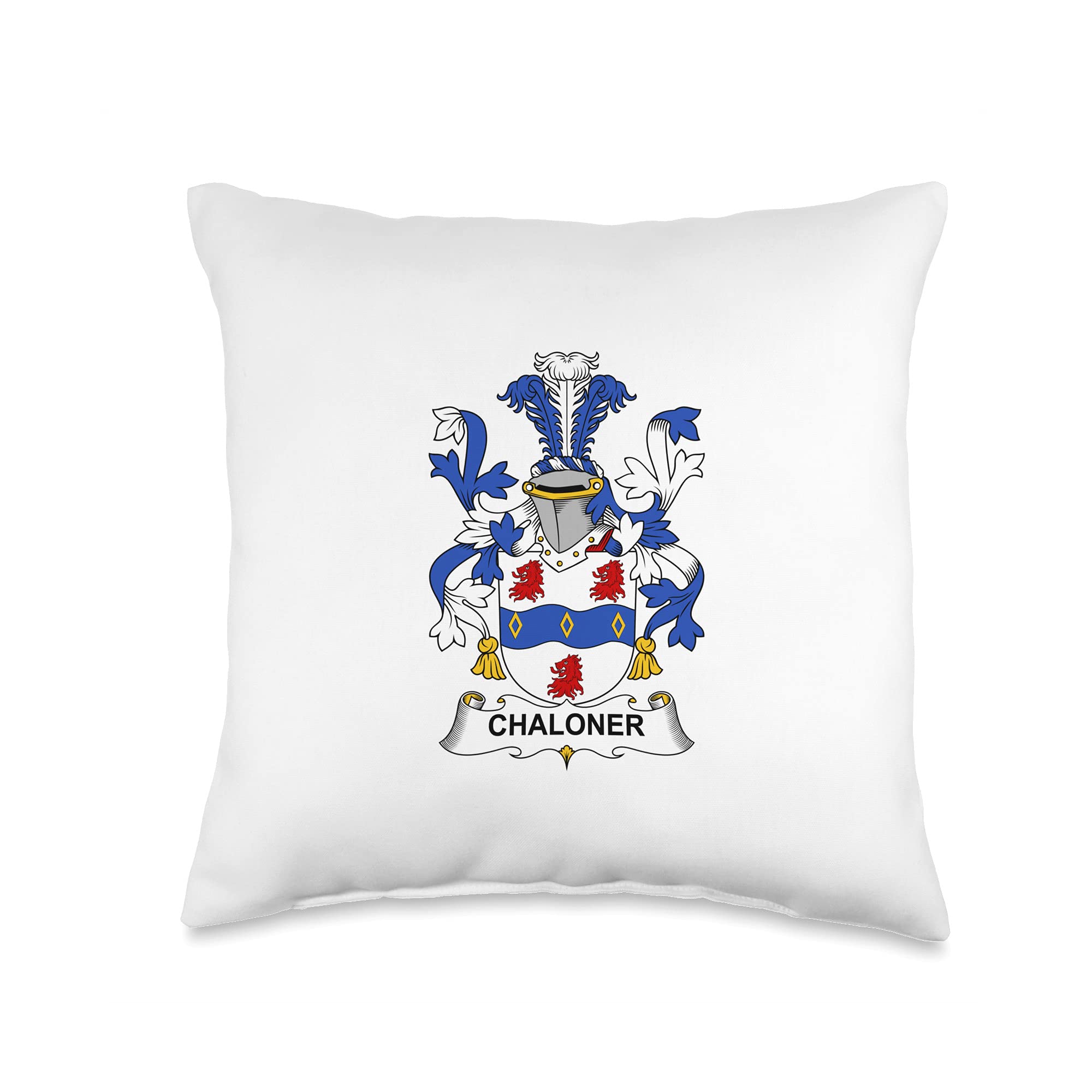 Family Crest and Coat of Arms clothes and giftsChaloner Coat of Arms-Family Crest Throw Pillow, 16x16, Multicolor