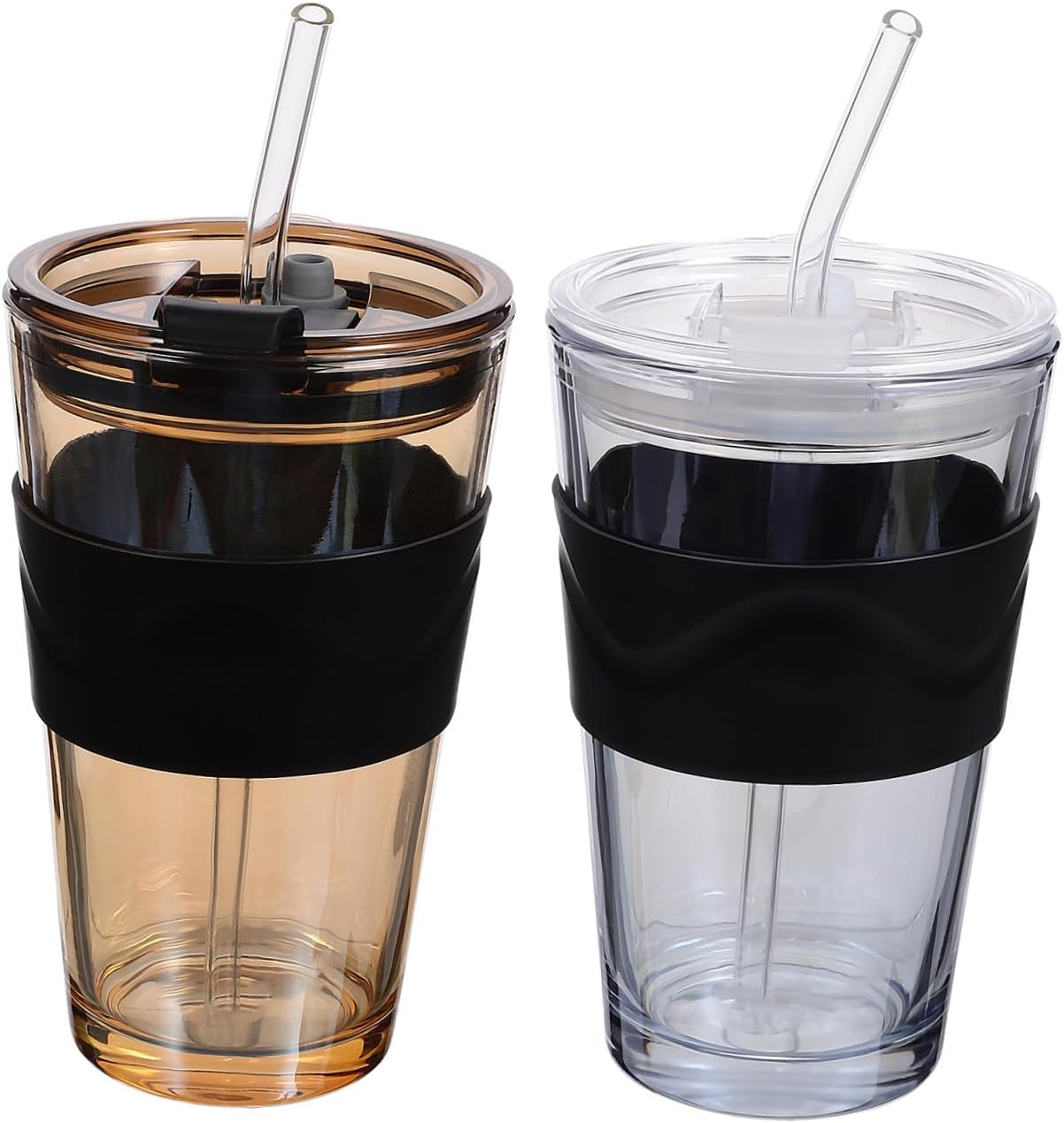 2pcs Glass Mug Straw Water Cup Straw Tea Drinking Cup Drinking Bottle Water Glass Bottle Easy Clean Reusable