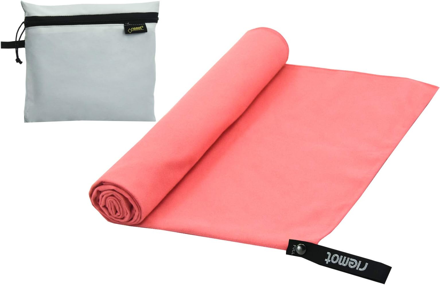 riemot Microfibre Beach Towel, Gym Towel, Swimming Towel, Lightweight, Quick Drying, Compact, Absorbent, Ideal For Travel Camping Backpacking Sports Fitness Yoga Shower(S, M, L, XL Available) Pink L
