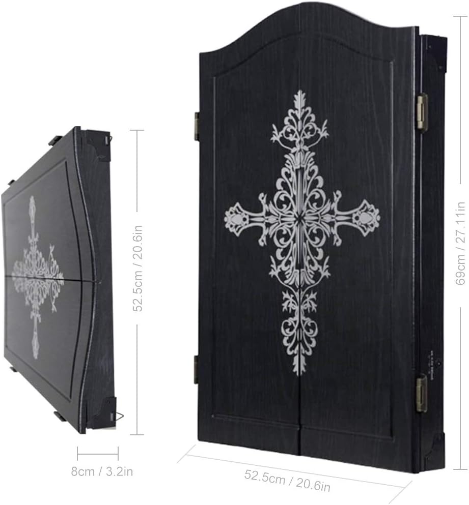 Hanghaijia Electronic Dart Board, Double Wooden Door Electric Dart Machine, Dart Game with LED Display and 12 Soft Darts 27 Main Game Dart Target (Color : Black Wood Grain) : Sports & Outdoors