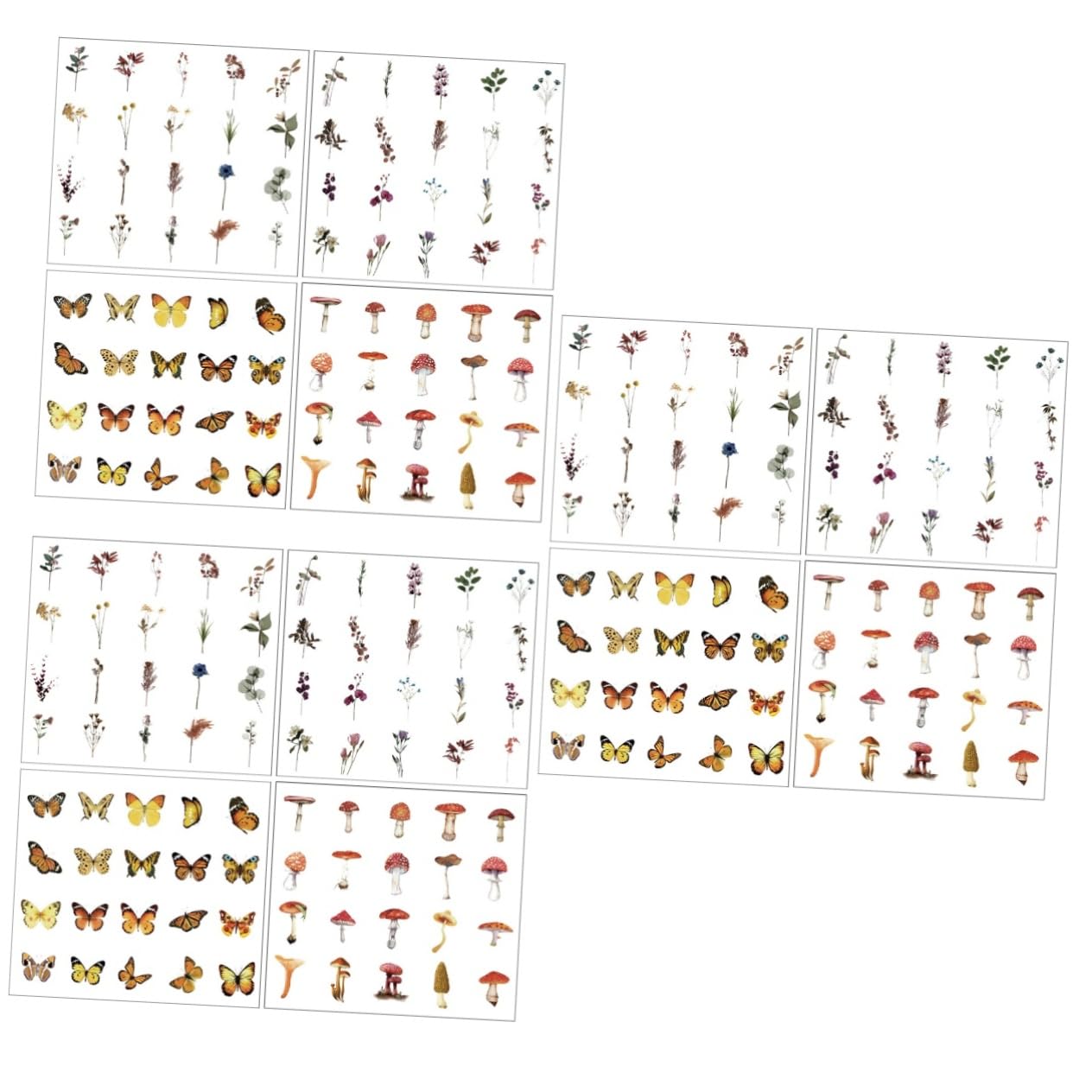 HOMSFOU 12 Set Adesivi Vintage per Scrapbooking e Journaling da Adesivi Flora Colorati per Decorare Album e Progetti Fai da Te