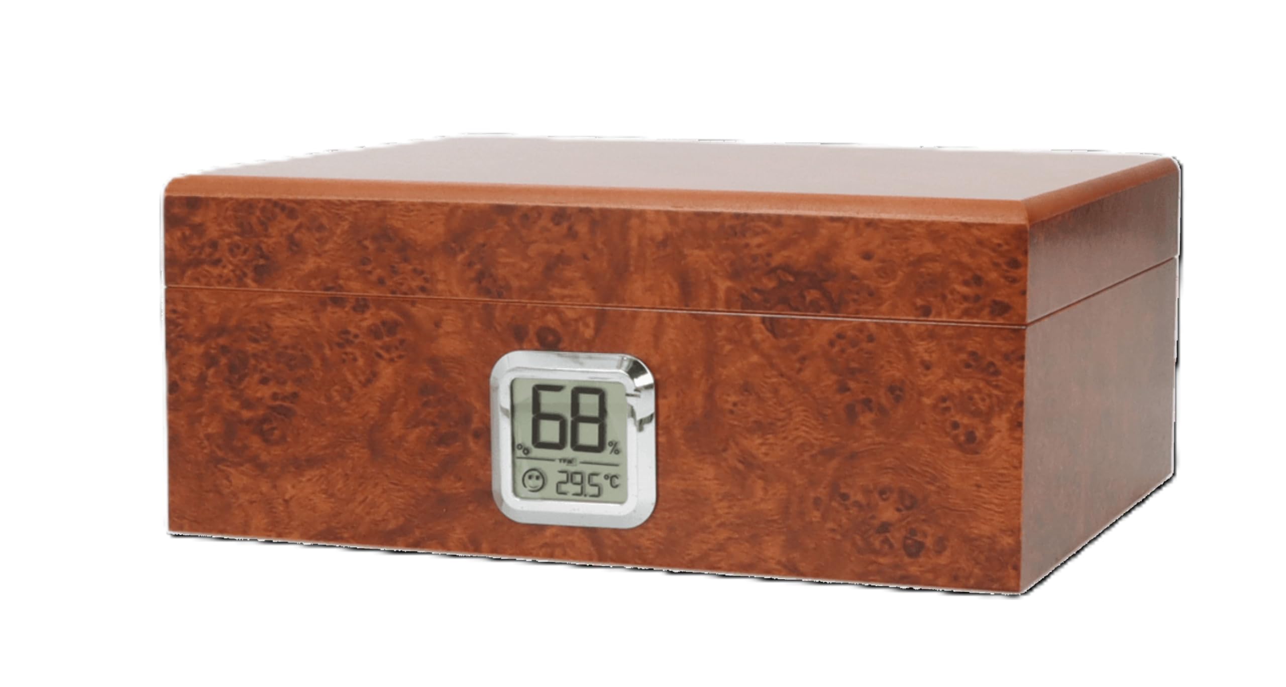 HUMIDOR FÜR 25 ZIGARREN - INKLUSIVE ACRYLPOLYMER-BEFEUCHTER - MESSINGHYGROMETER