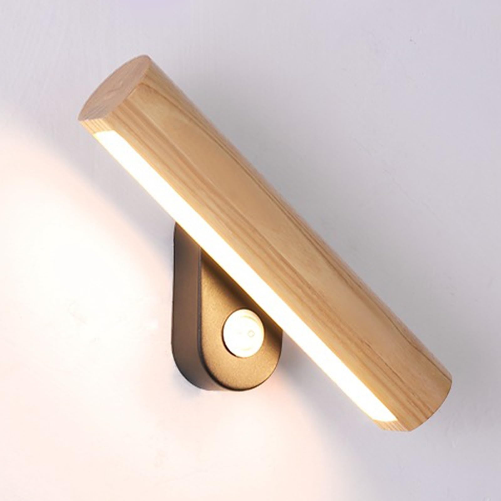 SXWNBIFH Rotatable Bedside Lamp Wood LED Wall Sconce, 6W 3000K Warm White Wall Lamp Modern Minimalist Long Wall Light for Living Room, Hallway, Vanity, and Bathroom Décor